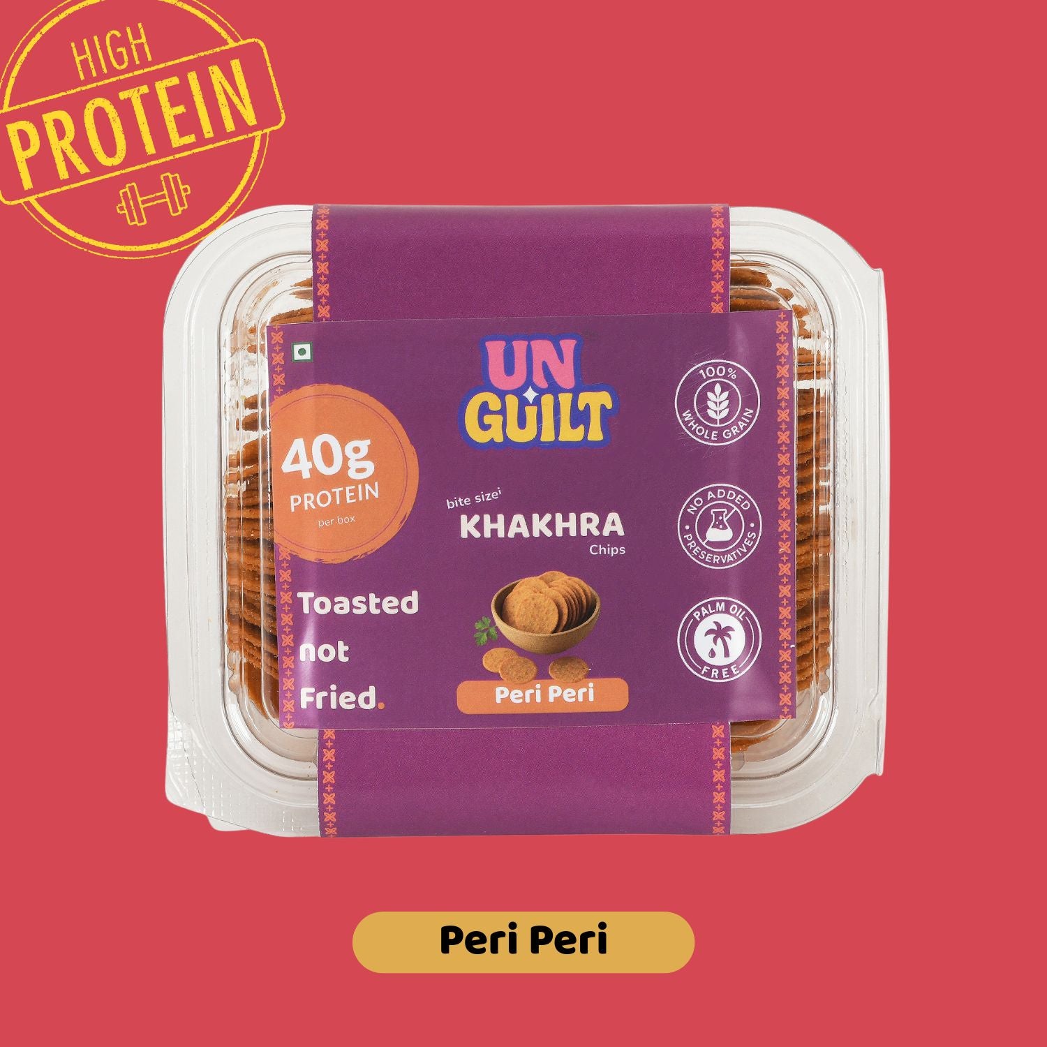 Peri Peri, Khakhra Mini Chips (180g) – 40g Protein – NOT Fried