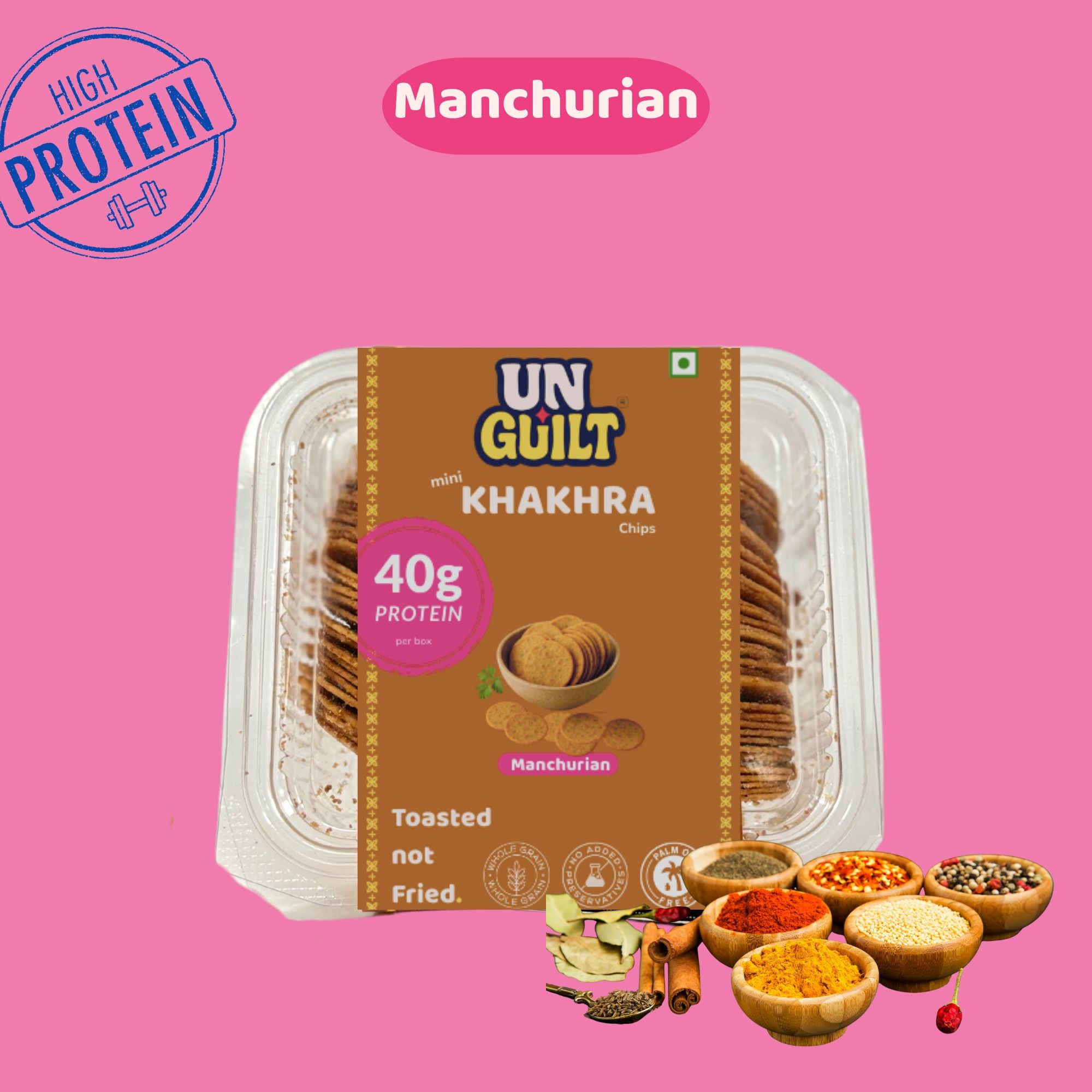 Manchurian Khakhra Mini Chips (180g) – 40g Protein – NOT Fried - Unguilt