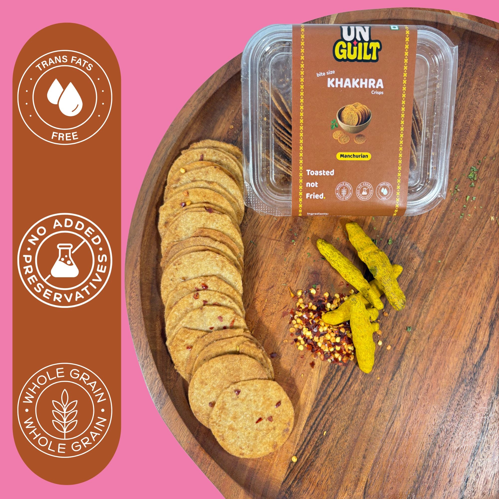 Manchurian, Khakhra Mini Chips Box (200g) - NOT Fried - Unguilt