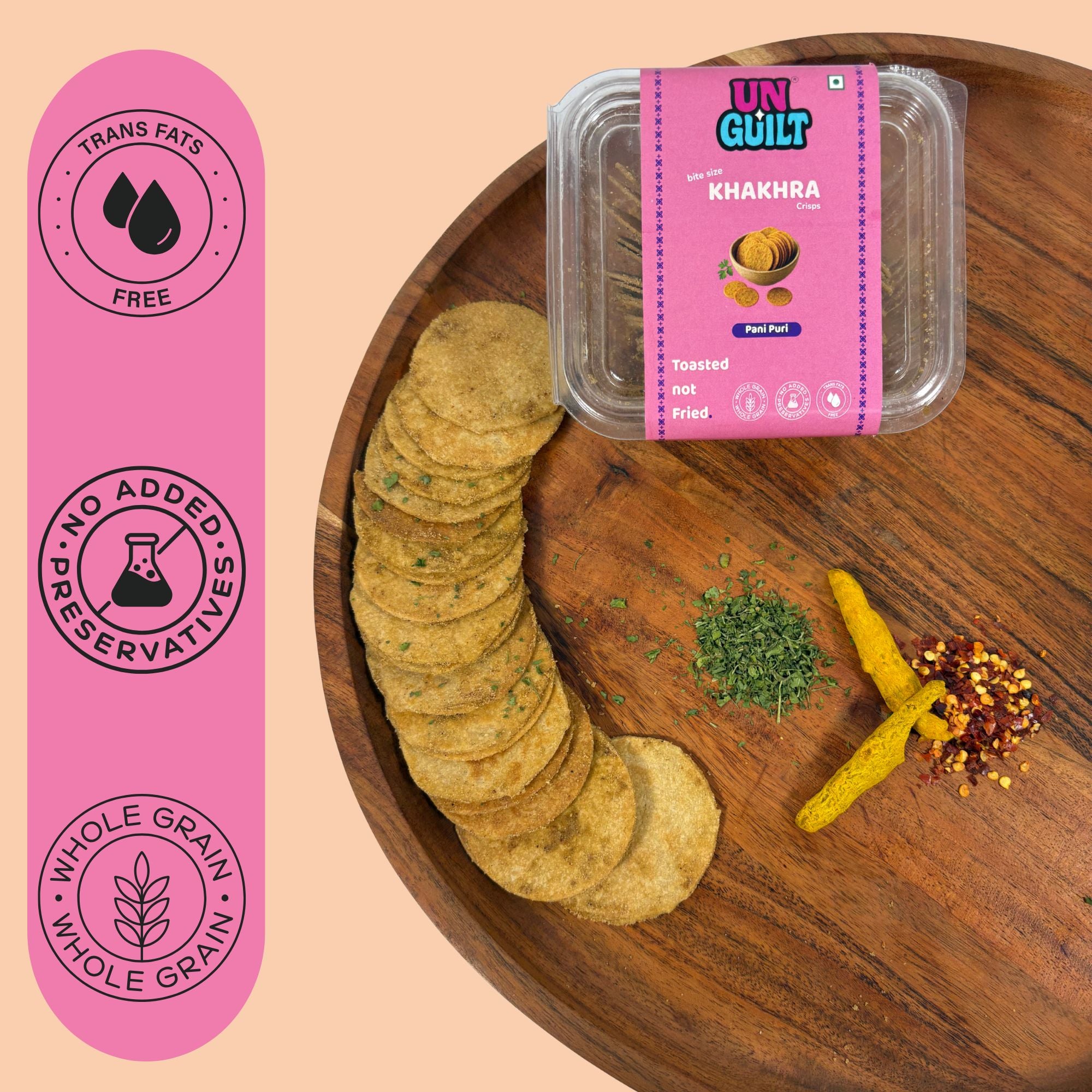 Pani Puri, Khakhra Mini Chips Box (200g) - NOT Fried - Unguilt