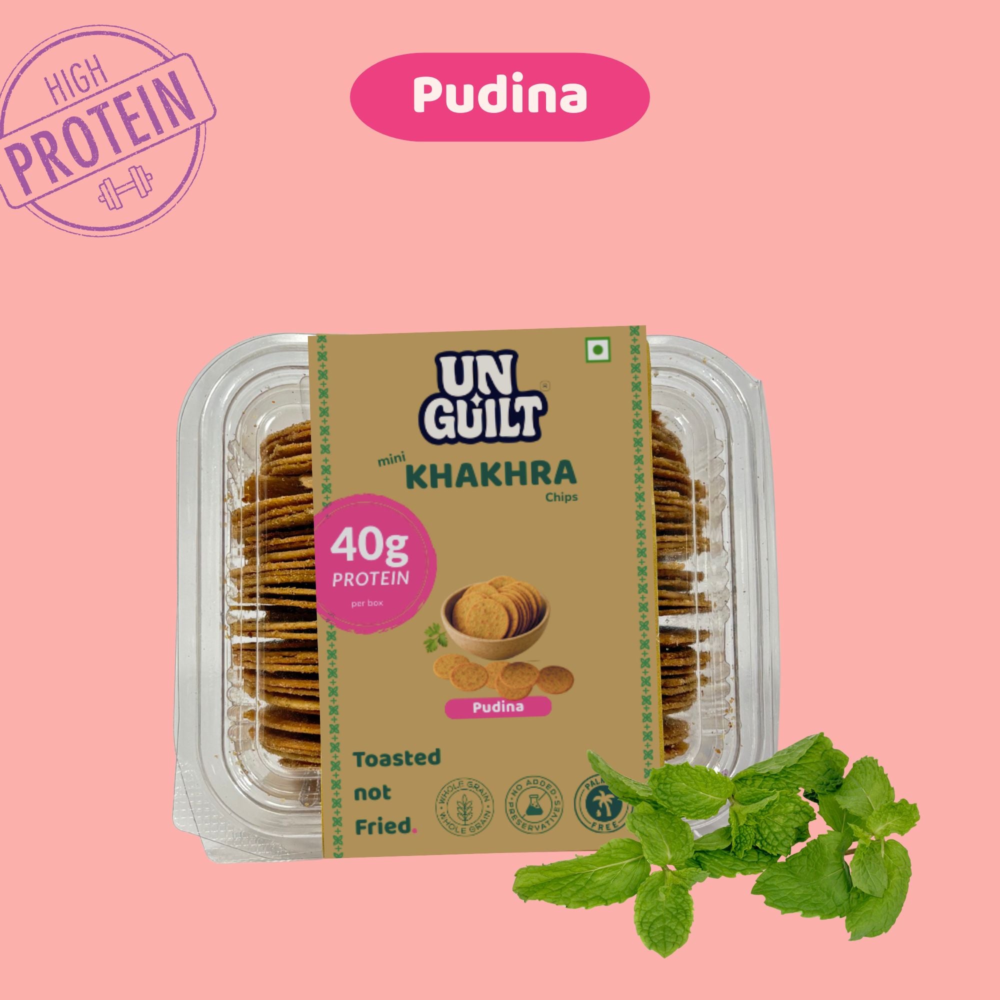 Pudina Khakhra Mini Chips (180g) – 40g Protein – NOT Fried - Unguilt