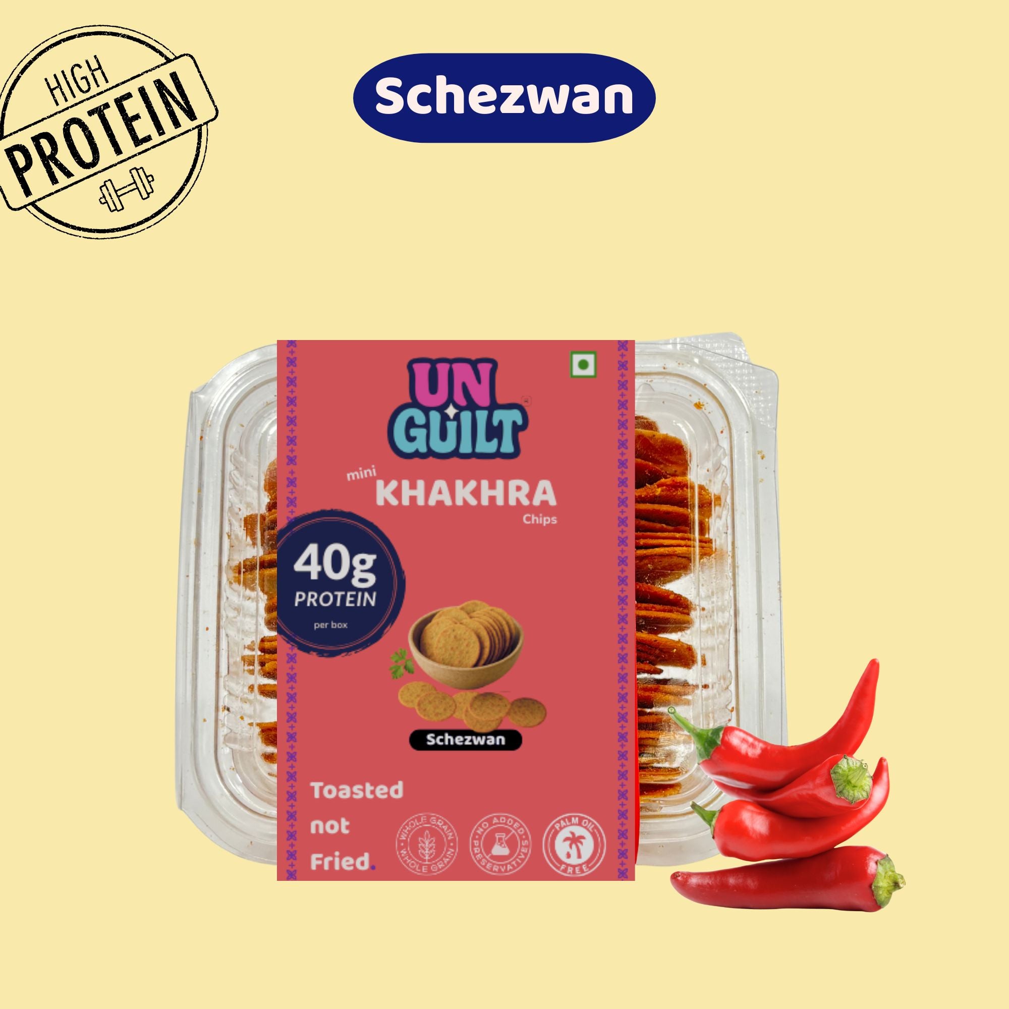 Schezwan Khakhra Mini Chips (180g) – 40g Protein – NOT Fried - Unguilt